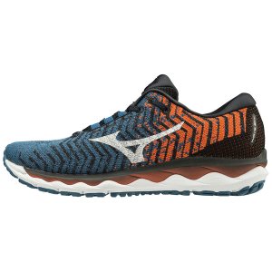 Mizuno Wave Sky Waveknit 3 Mens Running Shoes Canada - Blue/Orange